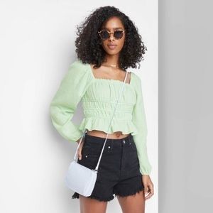 COPY - Women’s Puff Long Sleeve Square Neck Smocked Waist Top